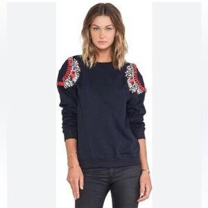 XS Hemant & Nandita Grey Sweatshirt with Crystal Jewel Embellishments